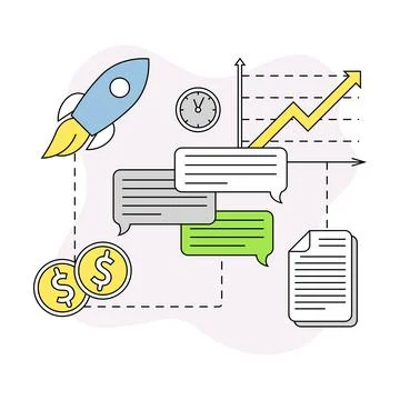 Business and Start-up Development with Rocket Launch and Growth Graph Vector 스톡 일러스트