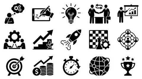 Business and strategy development icon set for professional corporate visual イラスト素材