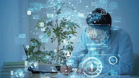 Business and technology concept. Communication network. GUI (Graphical User Inte Stock Footage 130833010