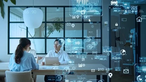 Business and technology concept. Communication network. Software as a service. I Stock Footage 134853553