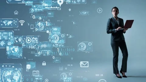 Business and technology concept. Communication network. GUI (Graphical User Inte Stock Footage 139390384