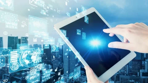 Business and technology concept. Communication network. GUI (Graphical User Inte Stock Footage 148794262