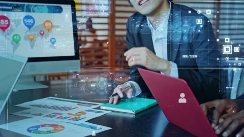 Business and technology concept. Communication network. GUI (Graphical User Inte Stock Footage 165259658