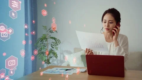 Business and technology concept. Remote work. Internet of Things. Stock-Footage 155664715