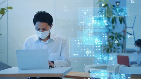 Business and technology concept. Remote work. Software development. Stock Footage 155664787