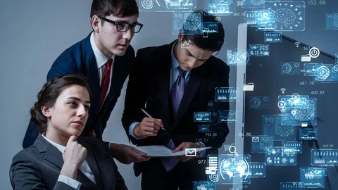 Business and technology concept. Smart office. Stock Footage 130086485