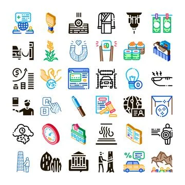 Business and technology development icon set concept Illustrazione stock