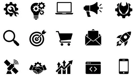 Business and technology flat vector icon collection for digital web design イラスト素材