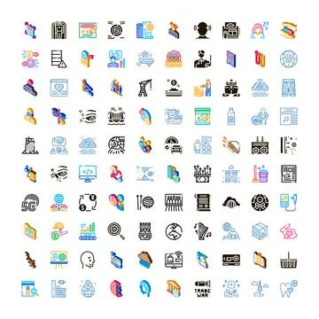 Business and technology icon set collecting various concepts Stock Illustration