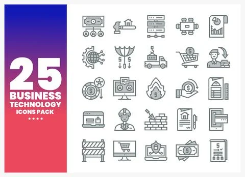 Business and technology icons with financial and digital elements on a grad.. 스톡 일러스트