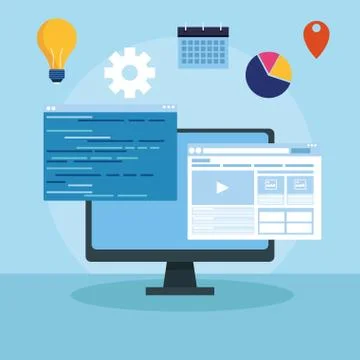 Business and technology Illustrazione stock