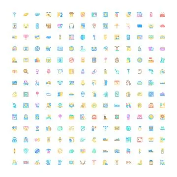 Business and technology various flat icons collection 스톡 일러스트
