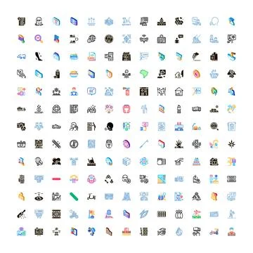 Business and technology vector icon collection set Stock Illustration