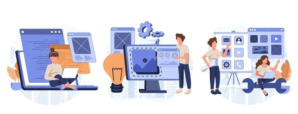 Business and technology vector set 스톡 일러스트
