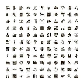 Business and user interface solid glyph icon set 库存插图