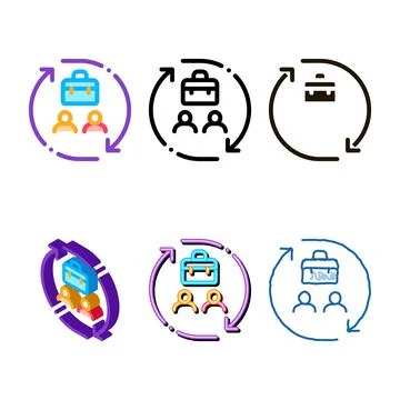 Business and work cycle variations icon vector outline Stock Illustration