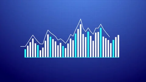 Business animated bar chart with dark blue background, animated bar graph Stock Footage 298067616