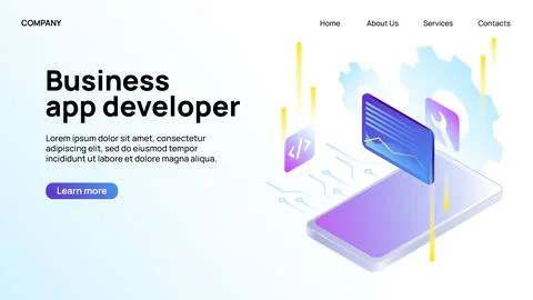 Business app development. Landing Website Page Stock Illustration