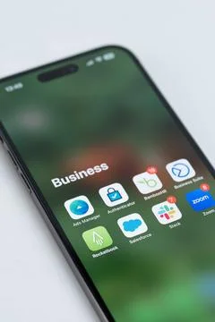 Business app on iphone menu 스톡 사진