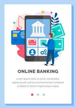 Business application layout. Program for online banking and the bank operations Illustration