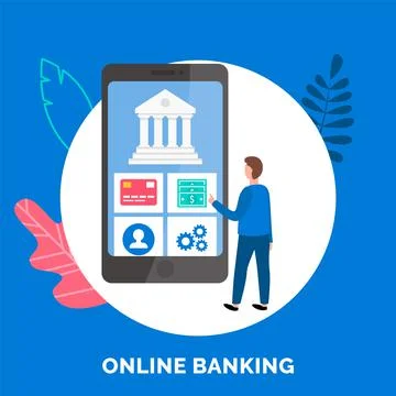 Business application layout. Program for online banking and the bank operations Illustration