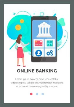 Business application layout. Program for online banking and the bank operations Stock Illustration