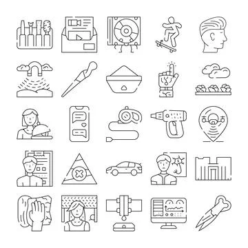 Business, applications, creative, service and medical icons Illustrazione stock