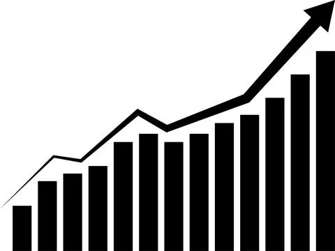 Business arrow candlestick growth graph chart of stock market investment Stock Illustration