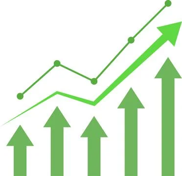 Business arrow candlestick growth graph chart of stock market investment Stock Illustration