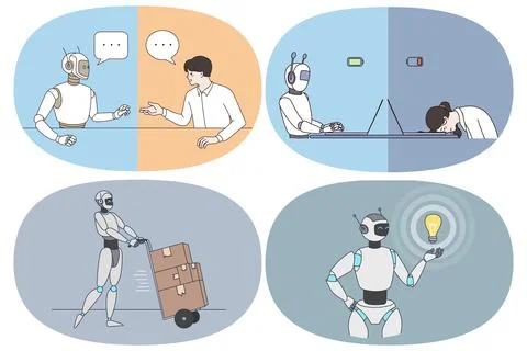 Business with Artificial intelligence concept Stock Illustration