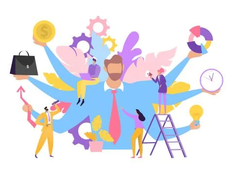 Business assistant in virtual work, computer concept vector illustration イラスト素材