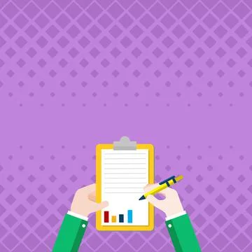 Business Associate Holding Clipboard Documenting Financial Reports With Pen Stock Illustration
