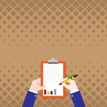 Business Associate Holding Clipboard Documenting Financial Reports With Pen Stock Illustration
