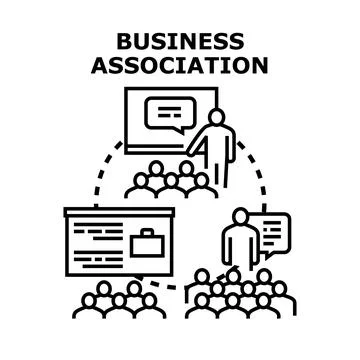 Business association concept vector illustration outline Stock Illustration