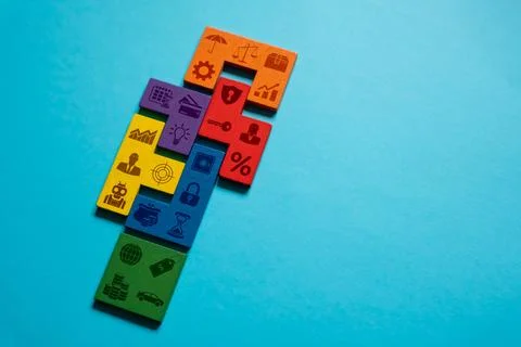 Business attributes line up the wrong way. The recipe for good business man.. Stock Photos