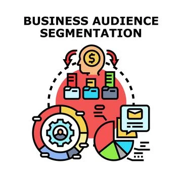 Business audience segmentation strategy analyzing market data Stock Illustration