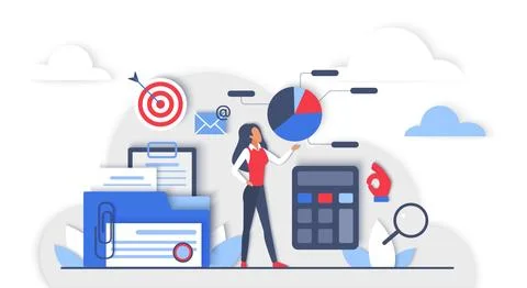 Business Audit Analysis with Cloud Data Graphics Stock Illustration