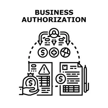 Business authorization process planning and document approval Stock Illustration