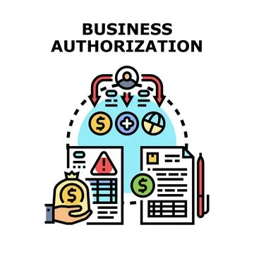 Business authorization process planning and document approval Stock Illustration