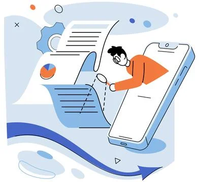 Business automation. Automated processes dance to rhythm technological Illustrazione stock