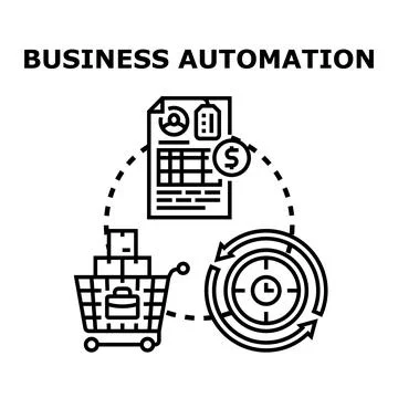 Business automation optimizing workflow and improving efficiency 库存插图