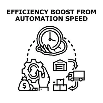 Business automation process boosting efficiency and speed Stock Illustration