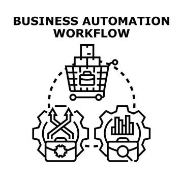 Business automation workflow concept for digital solutions Stock Illustration
