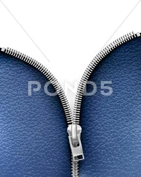 Business background with blue leather texture and open zipper. vector illustr Stock Illustration