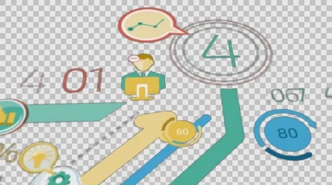 Business Background With Elements Of Infographics. Alpha Channel. Stock Footage 65314584