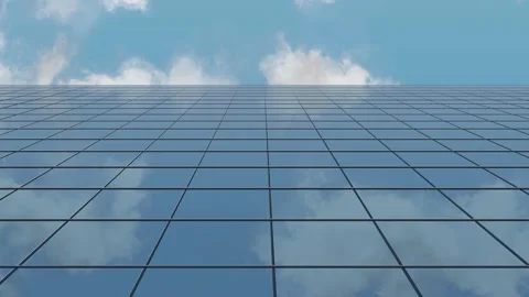 Business background. Office Reflection of clouds in a modern skyscraper Up view 库存影片 163586120