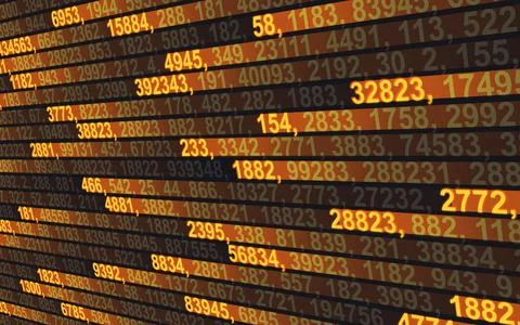 Business background theme with yellow colored glowing numbers Stock Illustration