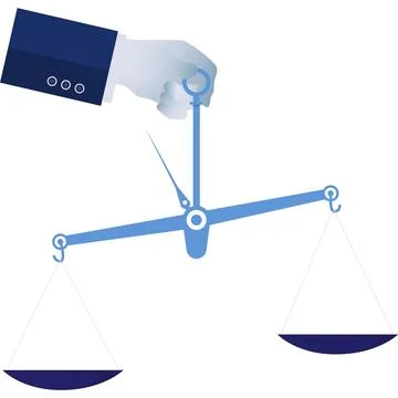 Business balance vector flat libra in hand icon Stock Illustration