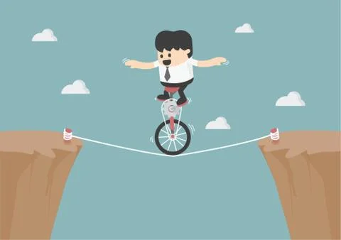 Business balancing on the rope Stock Illustration