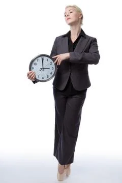 Business ballerina with clock Stock Photos